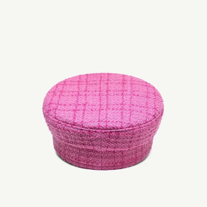 Multifunction Tweed Baker Boy Cap Women Fashion Pink Plaid Letter Newsboy Caps for Four Season