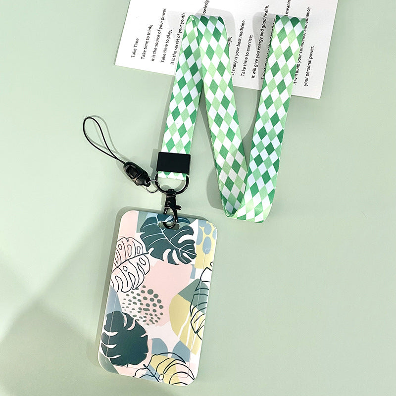 Green Plant Series Simple Fashion Lanyard Card Cover