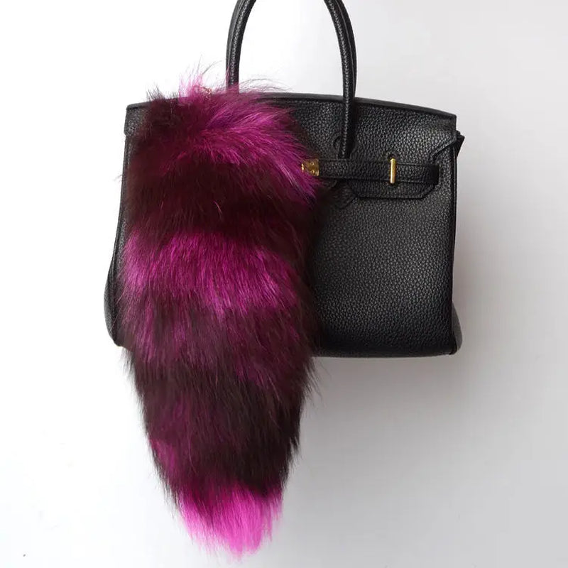 2024 Real Fox Fur Tail Large Long Natural Fur Tail Keychain Pendant Cosplay Tail Cute Wolf Fox Tail Fur Car Keychains for Women