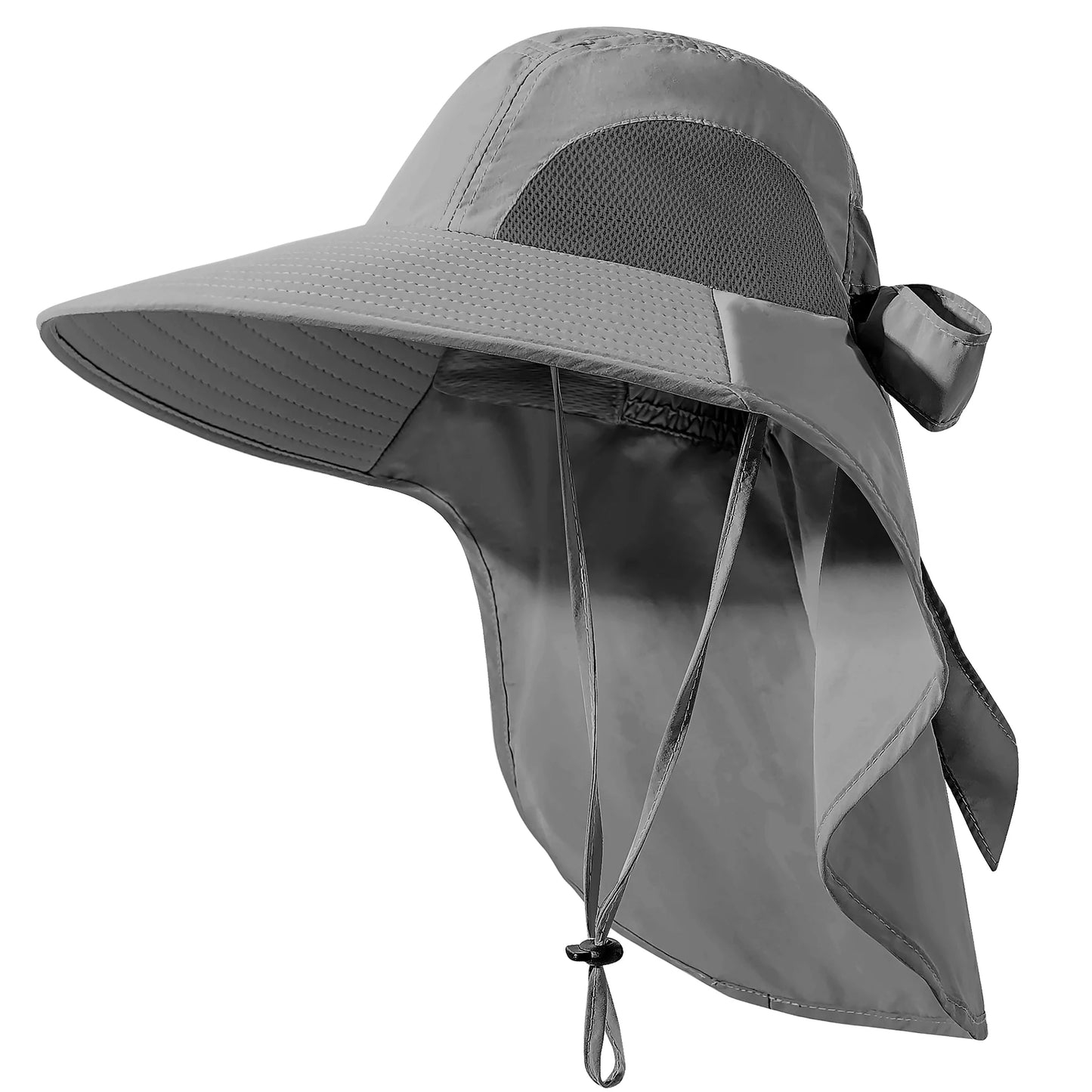 Outdoor Sun Hat for Women,Nylon UPF Protection Fishing Bucket Hat with Neck,Dark Grey