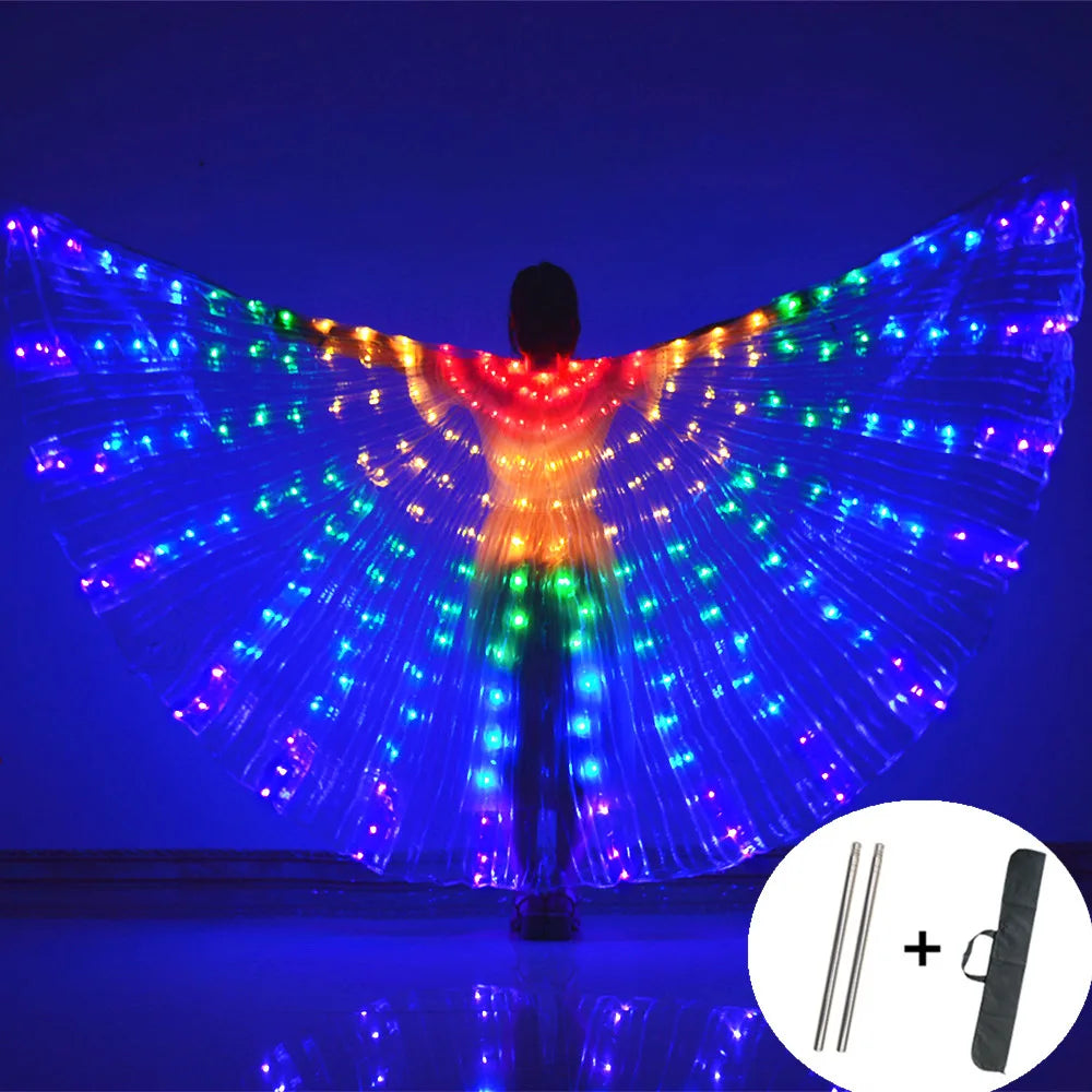 LED Wings Belly Dance Wings Isis Halloween Wings Prop Shining LED Lamp Wings Belly Dance Costumes Accessories Sticks Adult Child