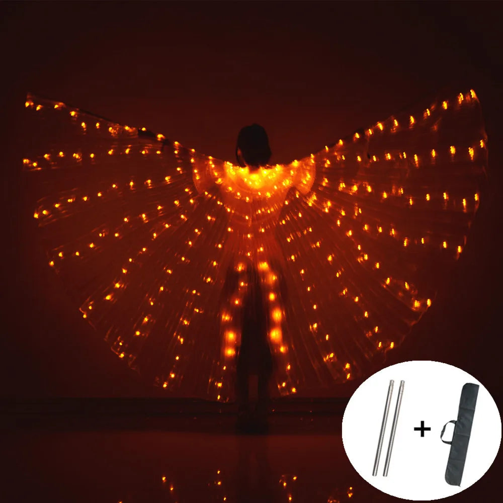 LED Wings Belly Dance Wings Isis Halloween Wings Prop Shining LED Lamp Wings Belly Dance Costumes Accessories Sticks Adult Child