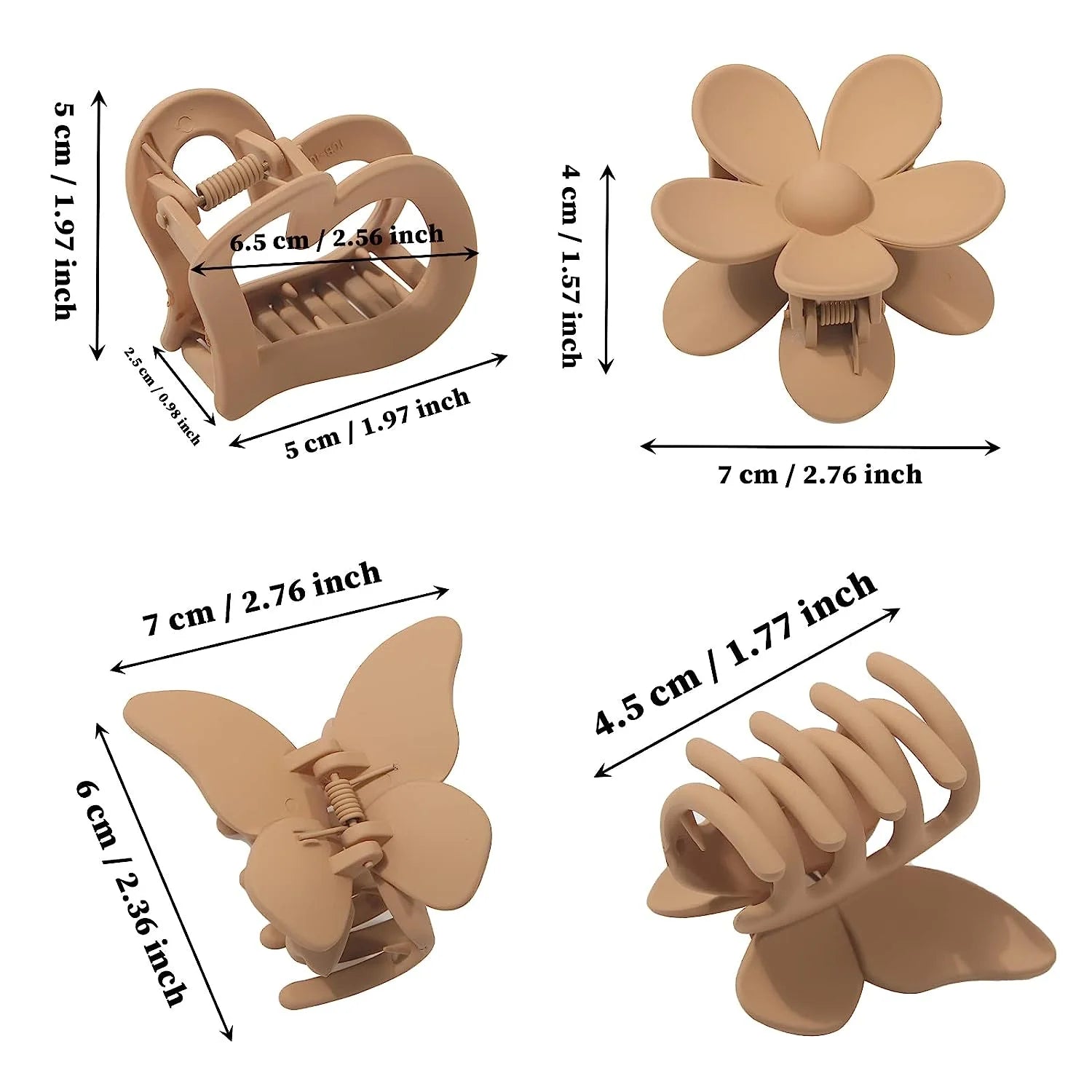 Flower Cute Hair Claw Clips - 4Pcs Flower Hair Clip Nonslip Strong Hold Hair 3 Inch Matte Small Flowers Claw Clips for Women and Girls