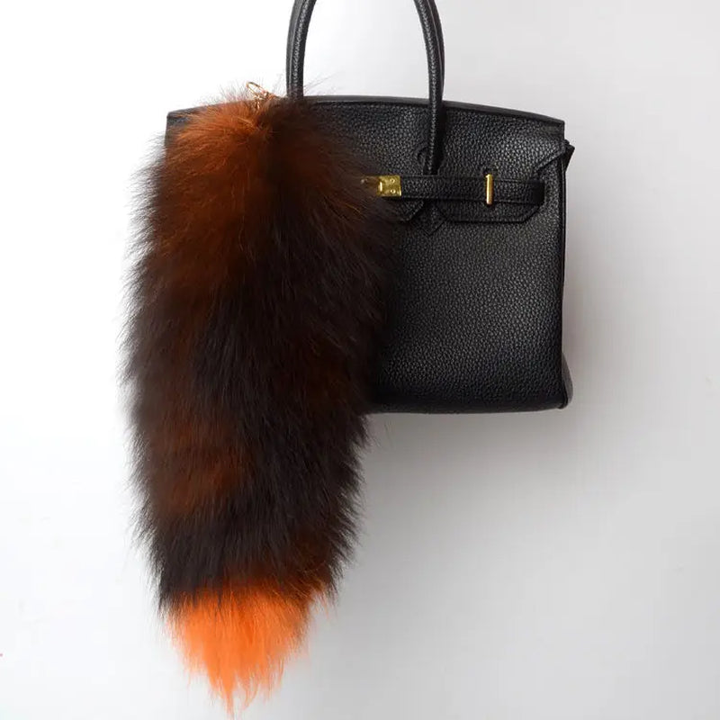 2024 Real Fox Fur Tail Large Long Natural Fur Tail Keychain Pendant Cosplay Tail Cute Wolf Fox Tail Fur Car Keychains for Women