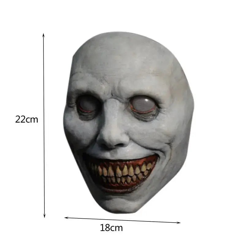 Halloween Happy Exorcist Mask Smile White Eyed Demon Headgear Terror Latex Mask Halloween Party Supplies COS Costume Dressing