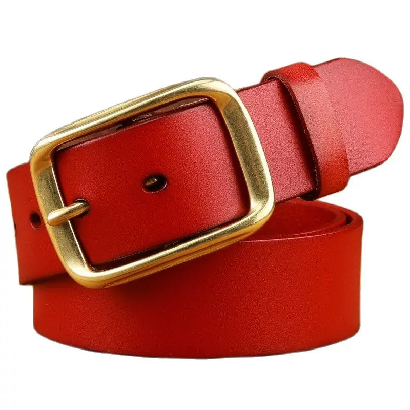 Solid Brass Buckle for Mens Belts Luxury Full Grain 100% Genuine Leather Designer Belt Men High Quality 2020 Vegetabel Tanned