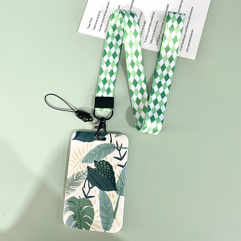 Green Plant Series Simple Fashion Lanyard Card Cover