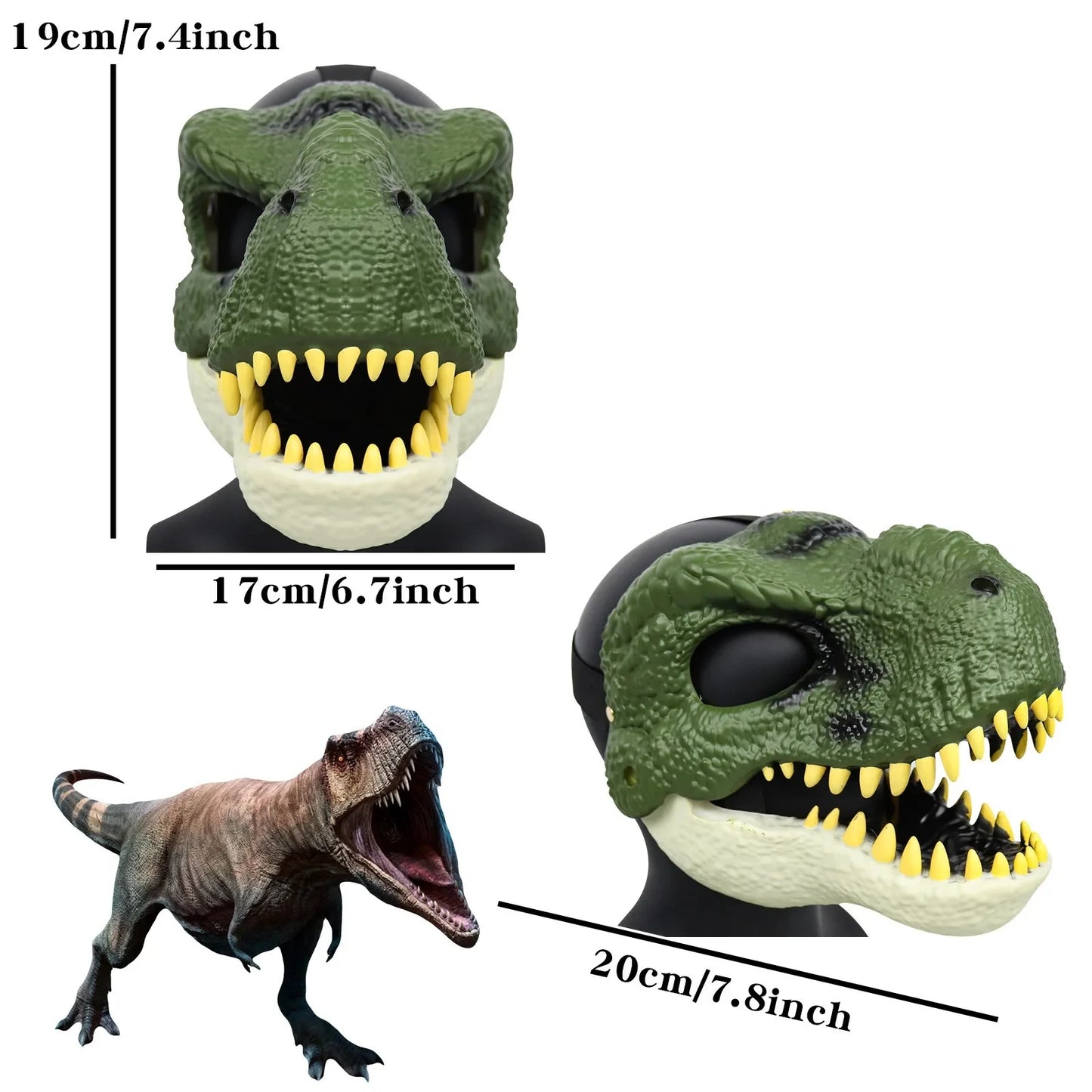 Halloween Dragon Dinosaur Mask Snake Open Mouth Latex Horror Dinosaur Headgear Halloween Cosplay Photo Props Decorations