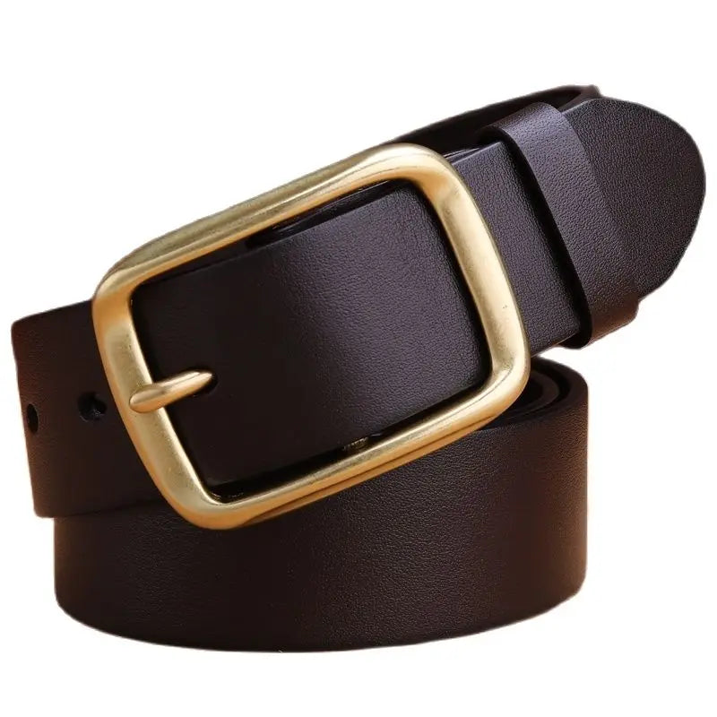 Solid Brass Buckle for Mens Belts Luxury Full Grain 100% Genuine Leather Designer Belt Men High Quality 2020 Vegetabel Tanned