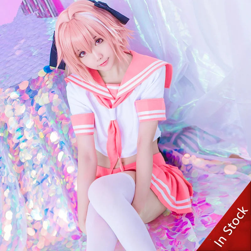 Fate Apocrypha Rider Astolfo Cosplay for Men JK School Uniform Sailor Suit Women Outfit Anime Halloween Costume