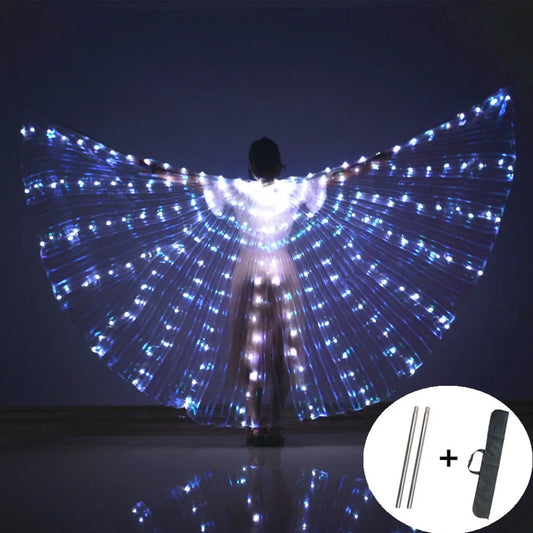 LED Wings Belly Dance Wings Isis Halloween Wings Prop Shining LED Lamp Wings Belly Dance Costumes Accessories Sticks Adult Child