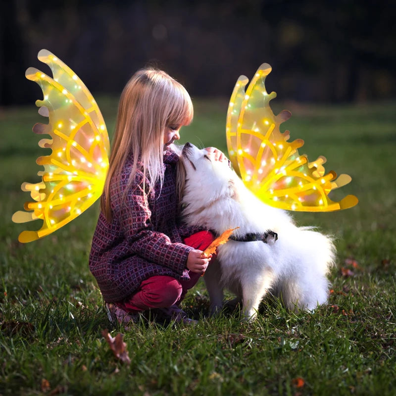 Electric Fairy Wings Light up for Girls Kids Toys Costume Elf Luminous Wings LED Music Dress up Butterfly Angel Princess Wings