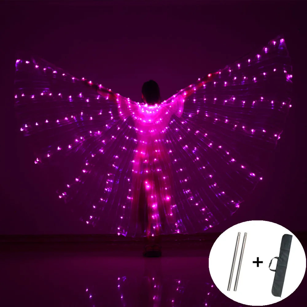 LED Wings Belly Dance Wings Isis Halloween Wings Prop Shining LED Lamp Wings Belly Dance Costumes Accessories Sticks Adult Child