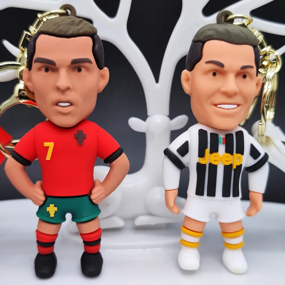 Football Star Ronaldo Figure Keychain Jewelry Bag Pendent Keyring Collection Doll Premier League Golden Boot Ronaldo Souvenirs