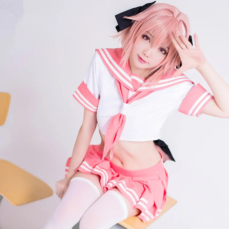 Fate Apocrypha Rider Astolfo Cosplay for Men JK School Uniform Sailor Suit Women Outfit Anime Halloween Costume