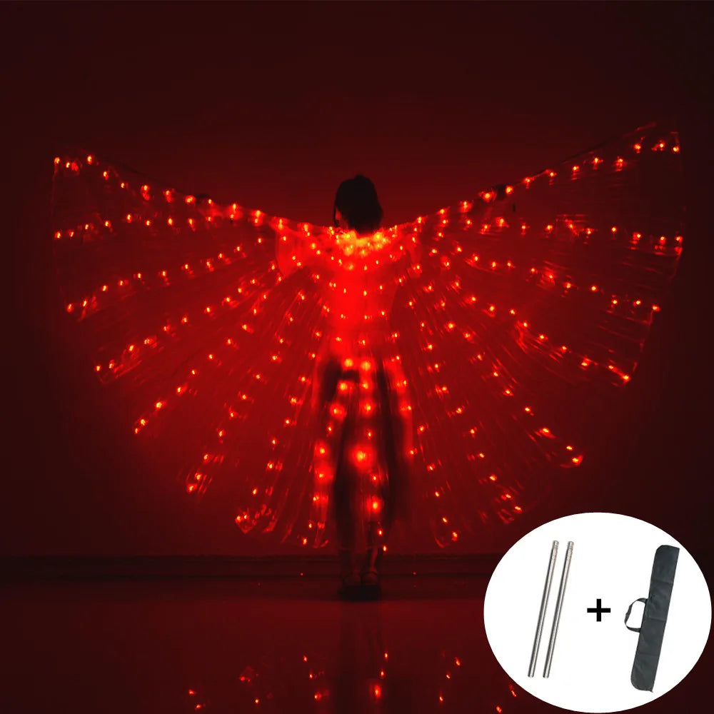 LED Wings Belly Dance Wings Isis Halloween Wings Prop Shining LED Lamp Wings Belly Dance Costumes Accessories Sticks Adult Child