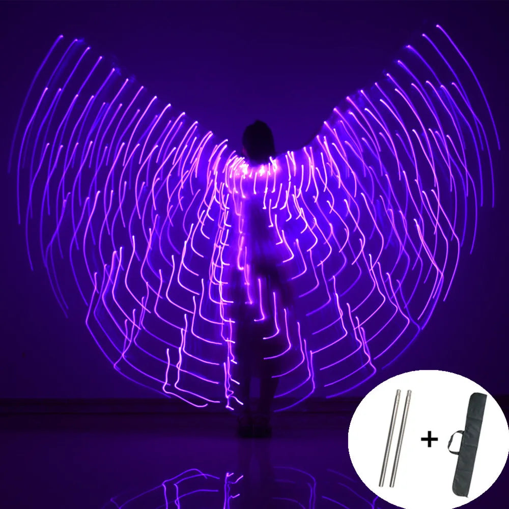 LED Wings Belly Dance Wings Isis Halloween Wings Prop Shining LED Lamp Wings Belly Dance Costumes Accessories Sticks Adult Child