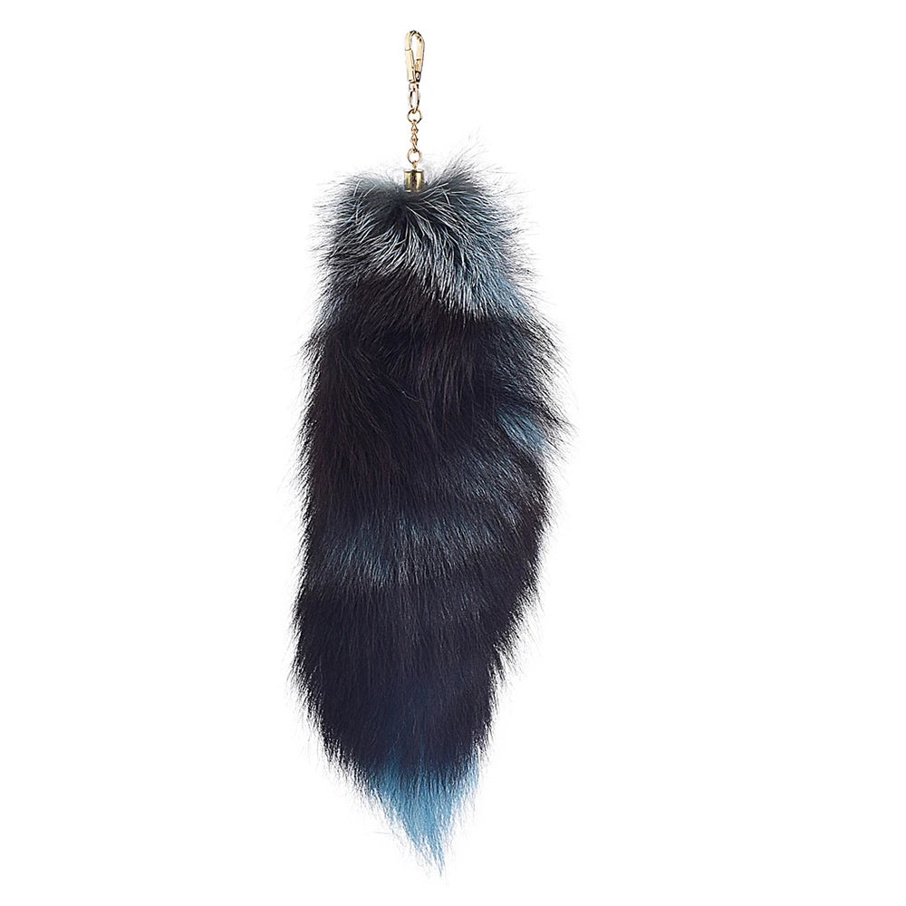 2024 Real Fox Fur Tail Large Long Natural Fur Tail Keychain Pendant Cosplay Tail Cute Wolf Fox Tail Fur Car Keychains for Women