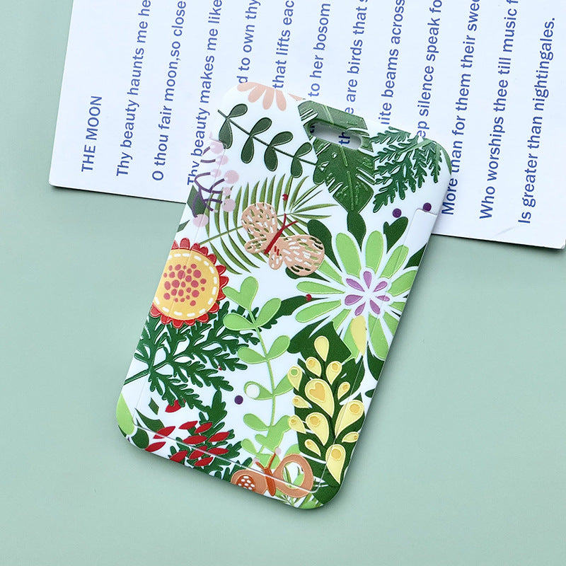 Green Plant Series Simple Fashion Lanyard Card Cover